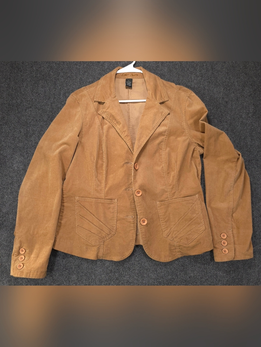 Vintage Y2k Kikit Jeans Women's L Brown Corduroy Blazer Cotton Stretch